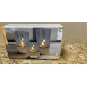 1. Sæt med 3.stk Candel led lys i luksus udgaven fra H&S i Natur træ i 3 str.