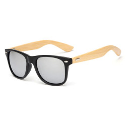 Bambus Solbriller Mat Sort/Sølv