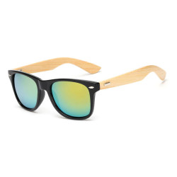 Bambus Solbriller Blank Sort/Blå/Gul