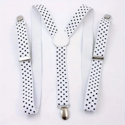 Sort & Hvid Prikket Herre Sele med 3 Metal Klips