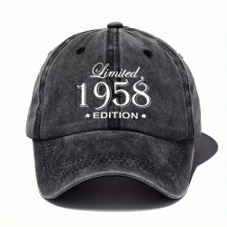 Klassisk baseballkasket 1958 i vintage bogstavprint i farven Sort