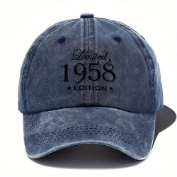 Klassisk baseballkasket 1958 i vintage bogstavprint i farven Marie Blå