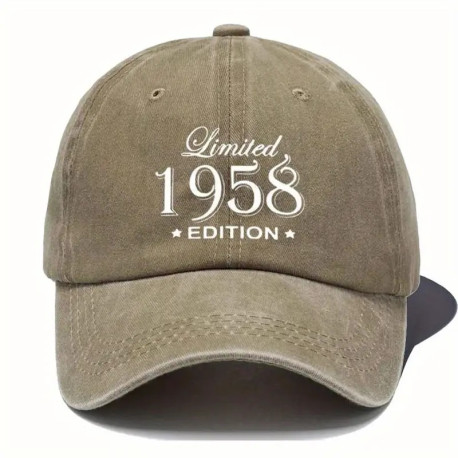 Klassisk baseballkasket 1958 i vintage bogstavprint i farven Kaki