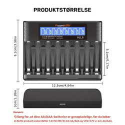 PowerKAN 8-plads robust hurtigoplader til både  AA/AAA-batterier