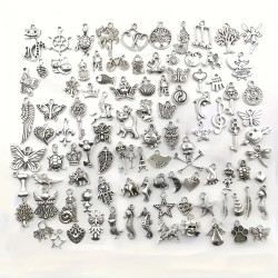 100 stk ass Metal Blandede Charms til DIY Vintage til Armbånd & Halskæde