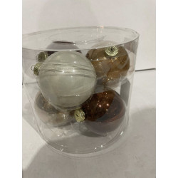 1 pakke med 6 stk 8 cm Jule kugler i ægte Glas