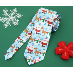 Herre Jule slips med julemand og elgmønster