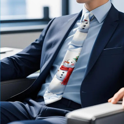 Herre Jule Slips - Sjov Snemand med Rød Halstørklæde