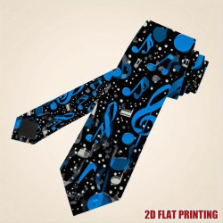 Musikalsk Symfoni Herre Slips i Elegant stil med blåt musiknotemønster.