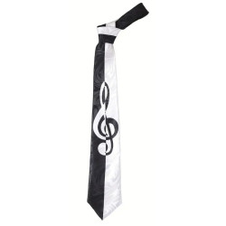 Herre Musikslips i sort & Hvid med musiknode i super flot stil.