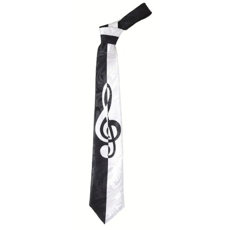 Herre Musikslips i sort & Hvid med musiknode i super flot stil.