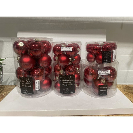 Luksus Jule Lot med 4 pakker Super fine Jule kugler i Ren Glas