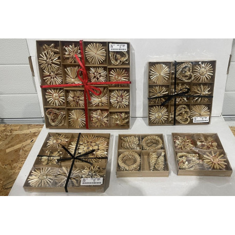 Super fint Jule Lot med 5 pakker Jule Deco i Bambus